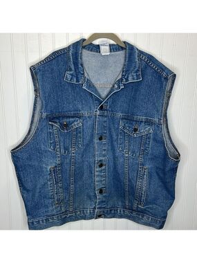Vintage Tyca Denim Embossed Vest Size 2XL